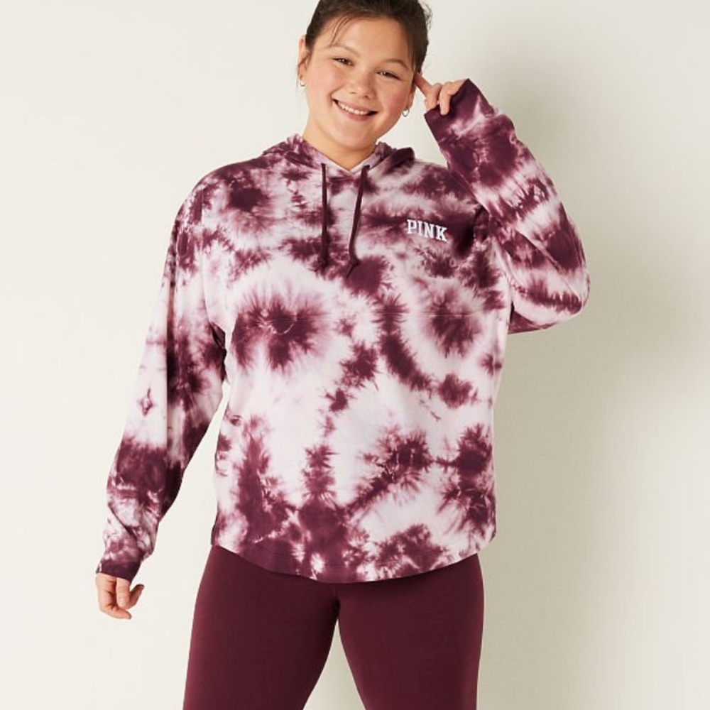 Pink VS Varsity long sleeve pullover tee